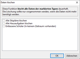 Dialog Daten löschen