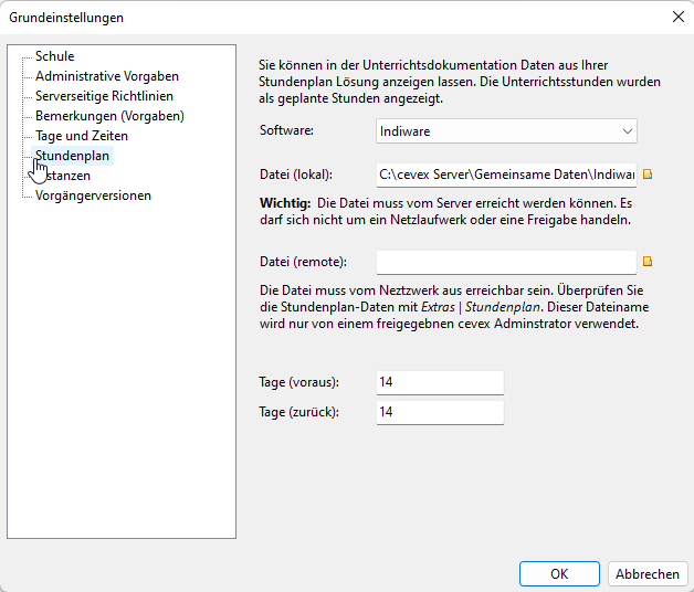 Dialog Stundenplan