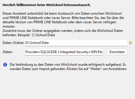 Screenshot Assistent WinSChool Datenaustausch