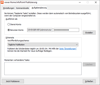 Dialog Tasks Publizierung