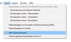 Screenshot Export XML