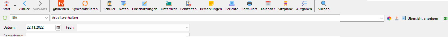 Screenshot Menüleiste Einschätzungen