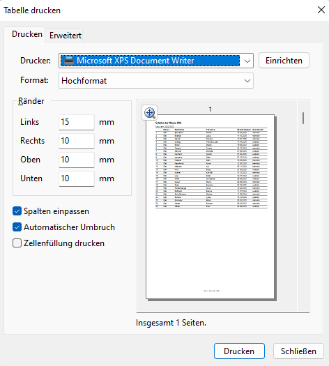 Drucken Dialog