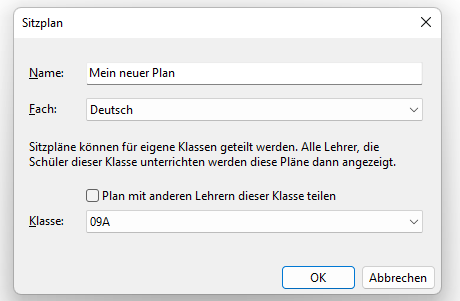 Dialog Sitzplan