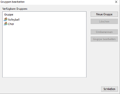 Dialog Gruppen bearbeiten