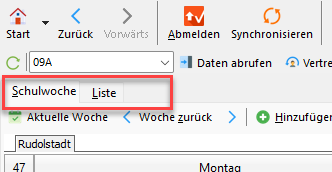 Screenshot Registerkarten Unterricht