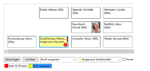 Screenshot Unterrichtsbemerkungen