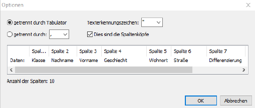 Dialog Schüler Import