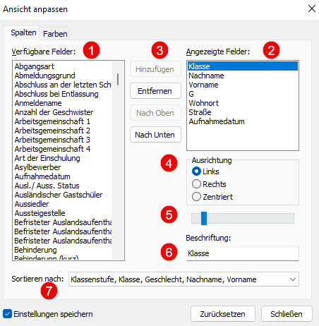 Dialog Ansicht anpassen