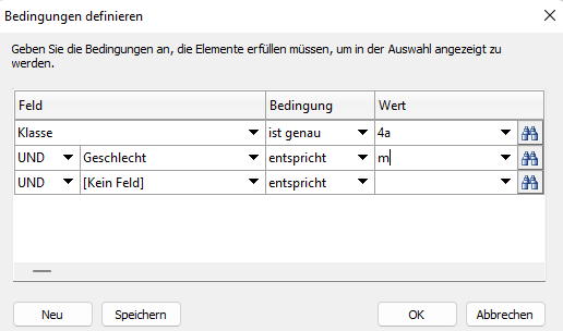 Dialog Bedingungen mehrfach