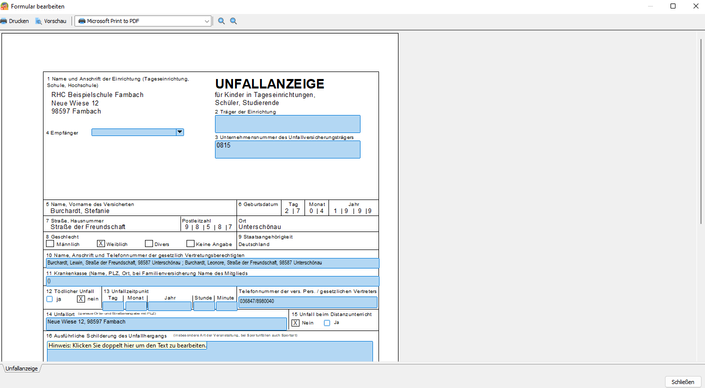 Dialog Formular bearbeiten