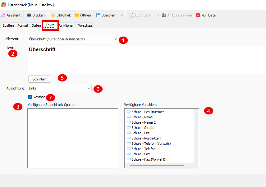 Dialog Listendruck Texte