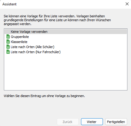 Dialog Listendruck Vorlagen