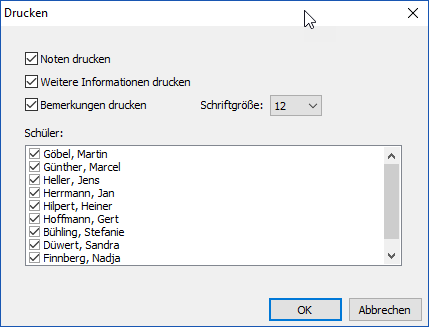 Screenshot Druckfenster