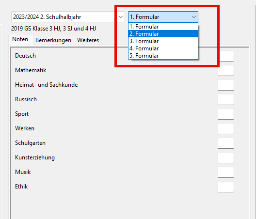 Screenshot Zeugnisdaten 2.Formular