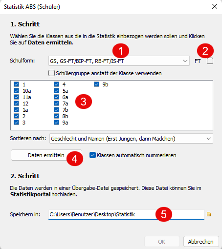 Screenshot Übergabe Dialog