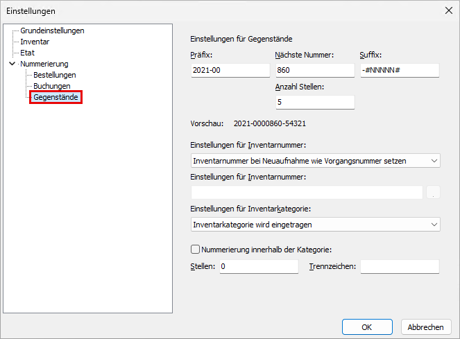 Screenshot Nummerierung