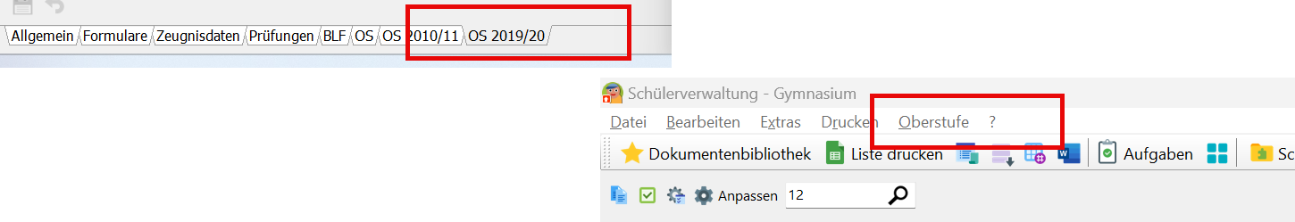 Screenshot Menüleiste