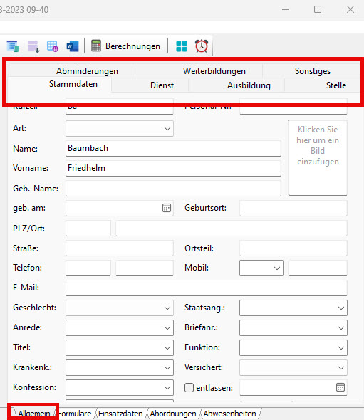 Screenshot Registerkarte Allgemein