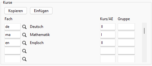 Registerkarte Unterricht 2