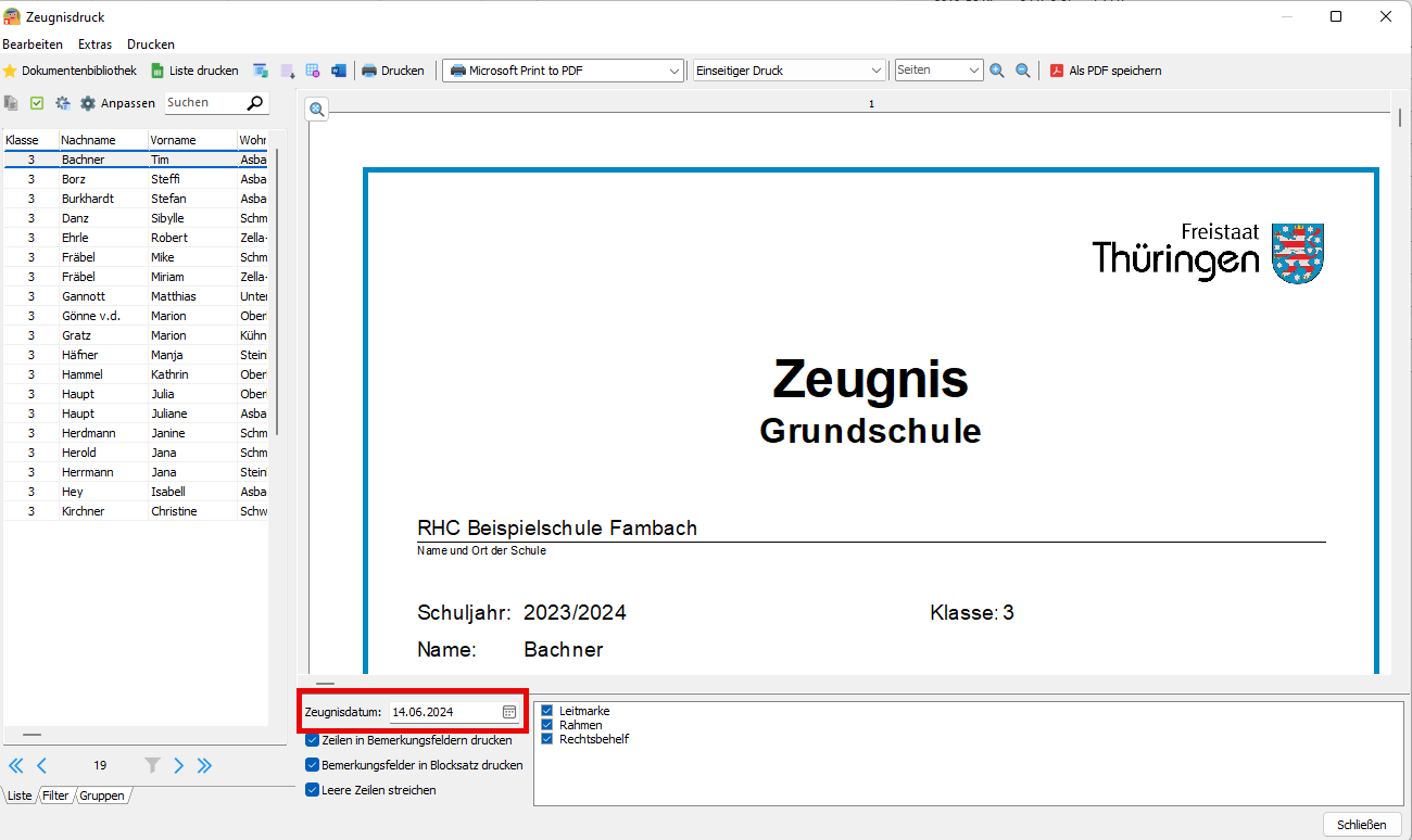 Zeugnisjournal