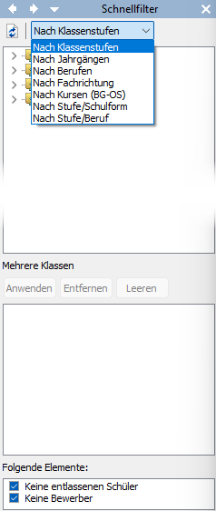 Dialog Schnellfilter