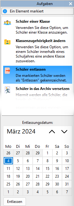 Screenshot Entlassungsdatum