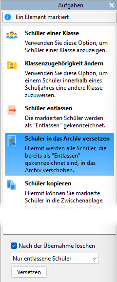 Screenshot nach Übernahme Löschen